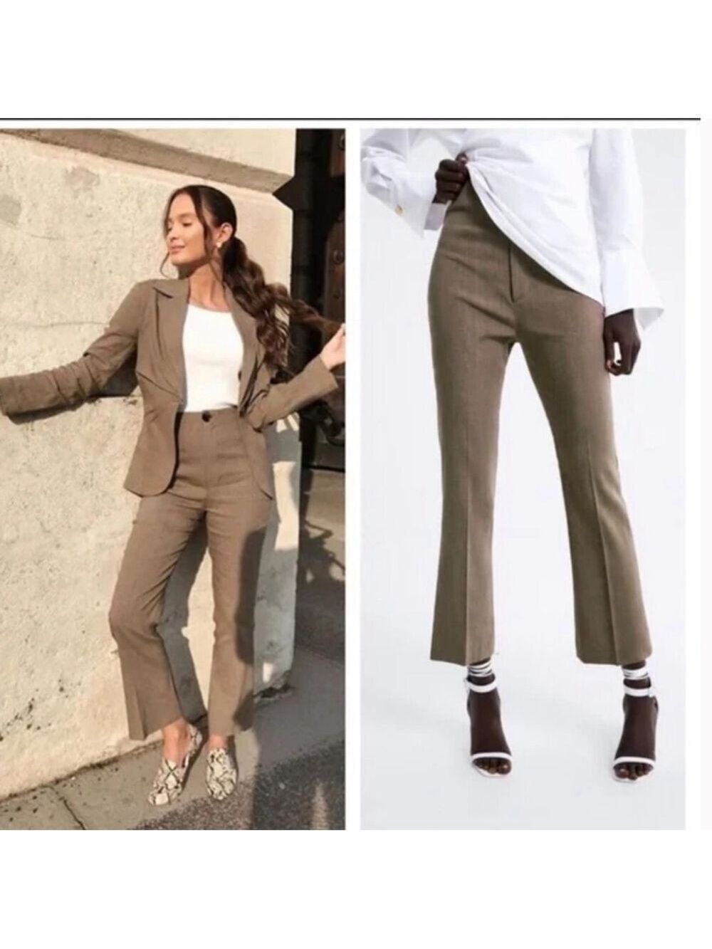 Zara linen blend highwaisted cropped pants XL